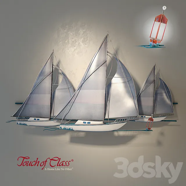 Touch Of Class “At the Races Sailboat” Metal Wall Sculpture 3ds Max