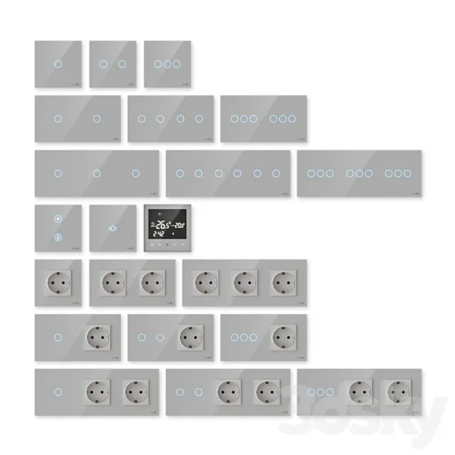 TouchMe sockets and switches – White 3dsMax Model