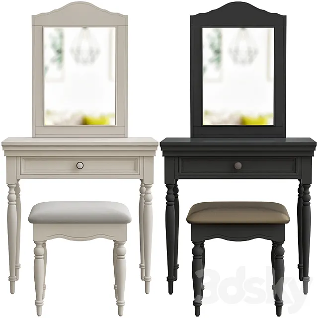 Toulouse Antique French Style Dressing Table Set 3ds Max