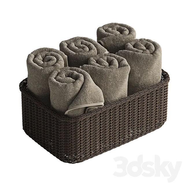 towels in a rattan basket 3dsMax Model