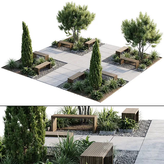 Town Square and Outdoor Plants 5 3ds Max