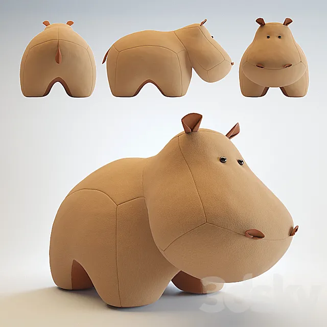 Toy hippopotamus made of felt 3DS Max Model