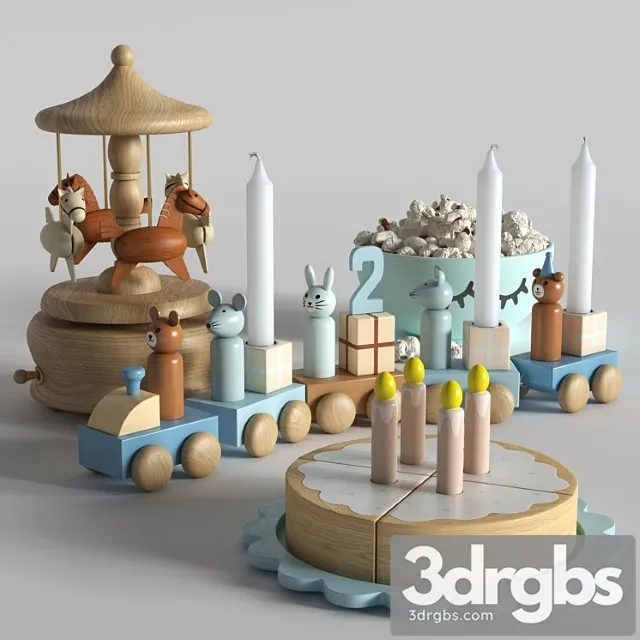 Toy Set of Toys with A Cake 3dsmax Download