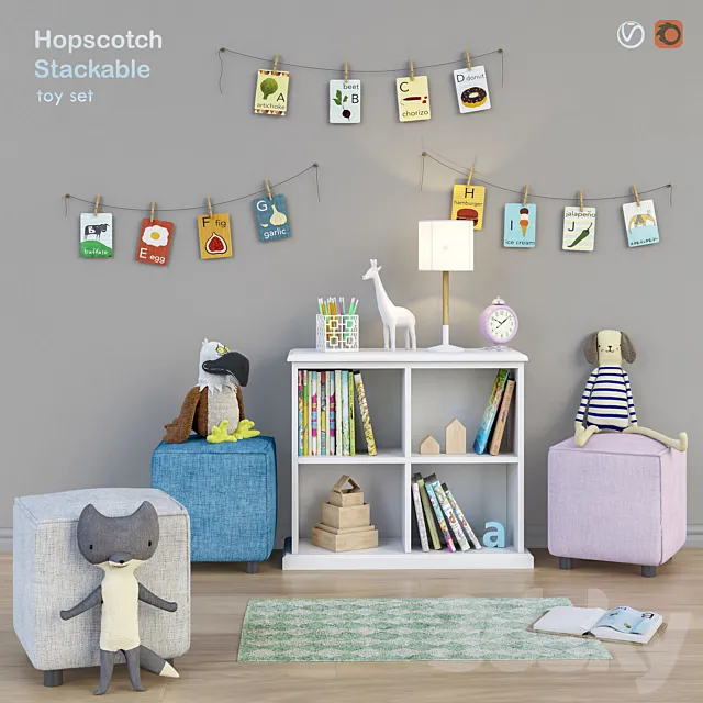 Toys and wardrobe Hopscotch set 16 3ds Max