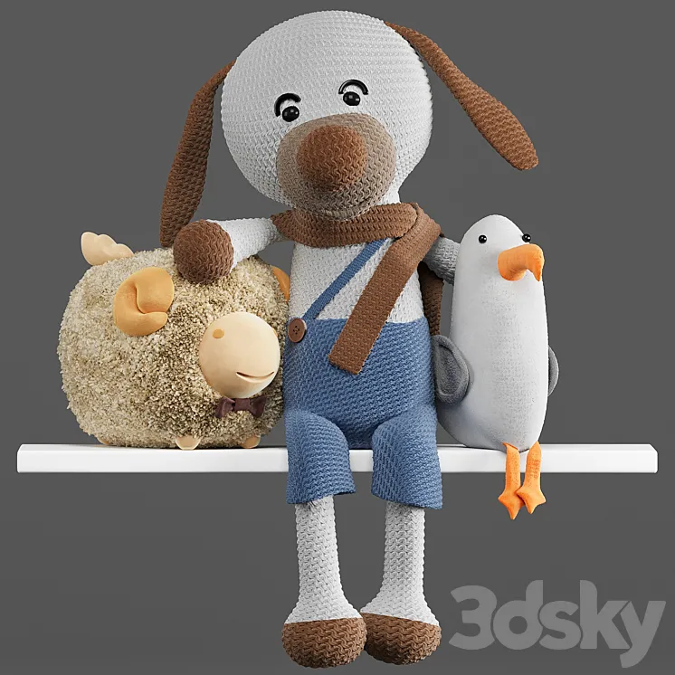 Toys dolls: dog sheep Seagull 3DS Max