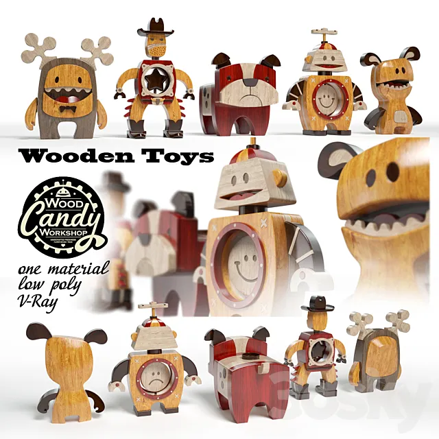 Toys made of wood 3DS Max Model