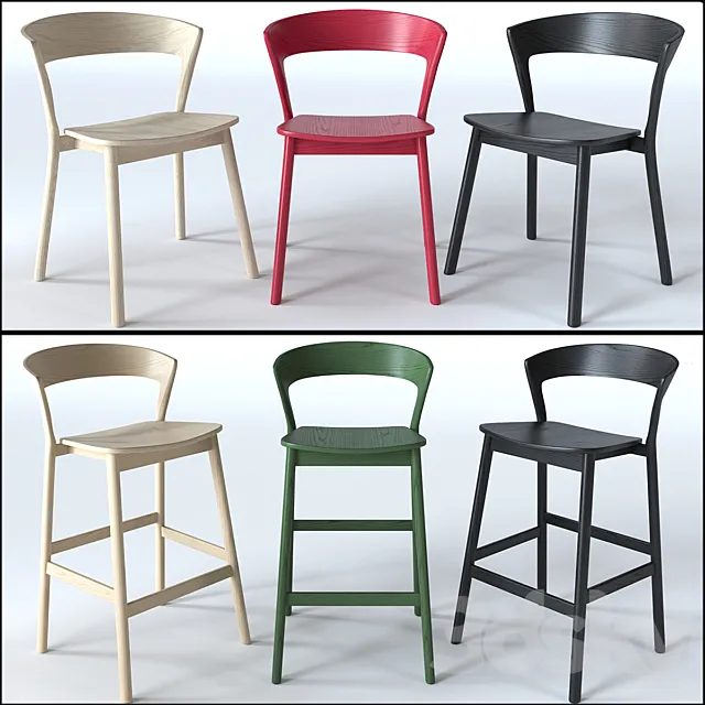 Traba Edith Cafe Chair and Bar Stool 3DS Max Model