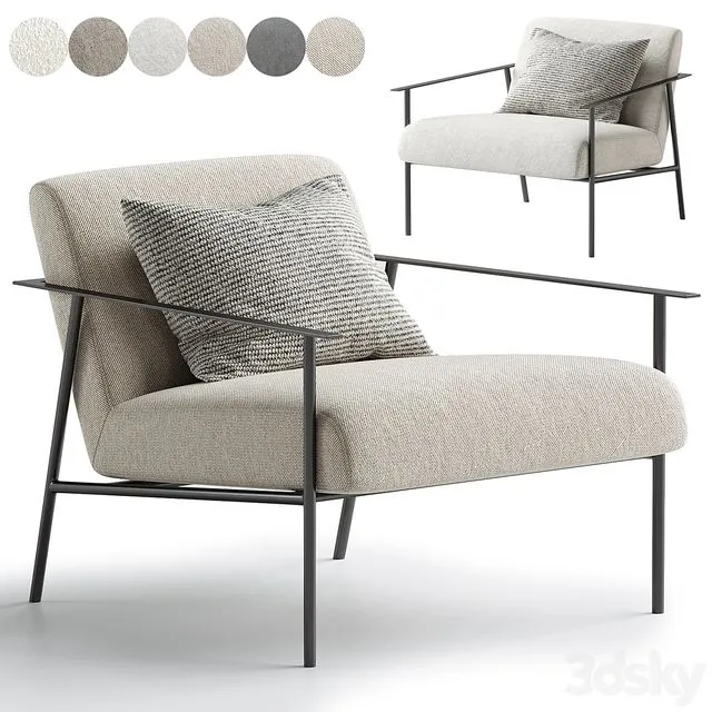 Tracy Fabric Lounge Chair Beige 3dsMax Model