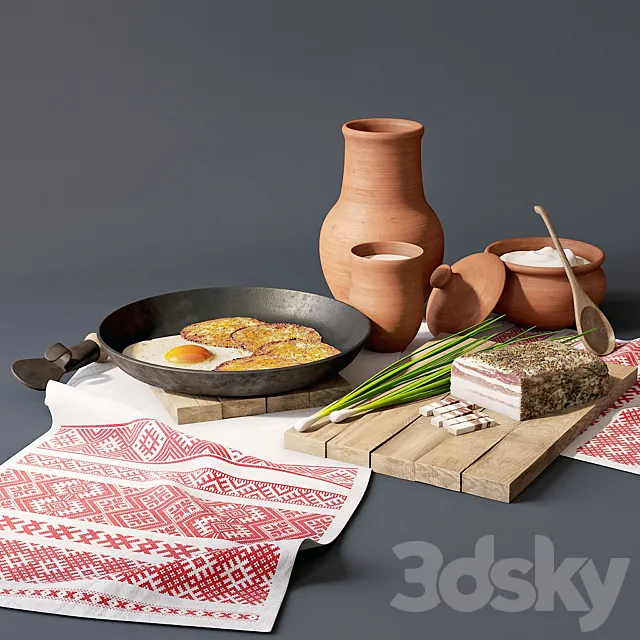 Traditional Belarusian dinner 3DS Max Model