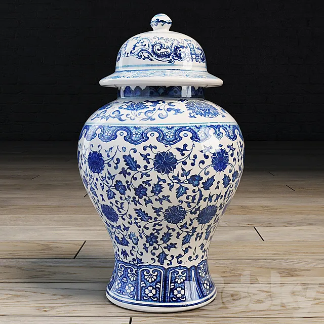 Traditional Chinese vase with lid 3DSMax File
