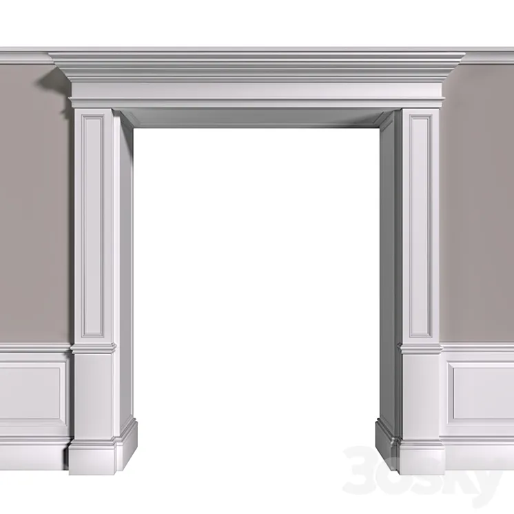 Traditional Interior Arched Opening.Classic Wall paneling 3DS Max