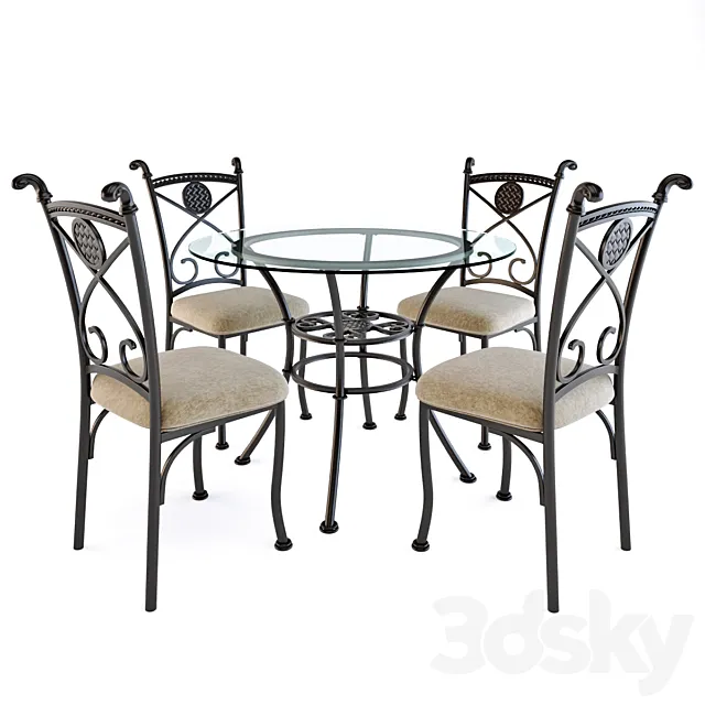 Traditional style dining table set 3DS Max Model