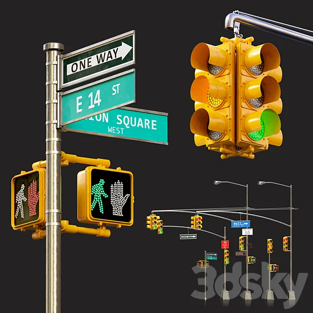 traffic light set01 3ds Max