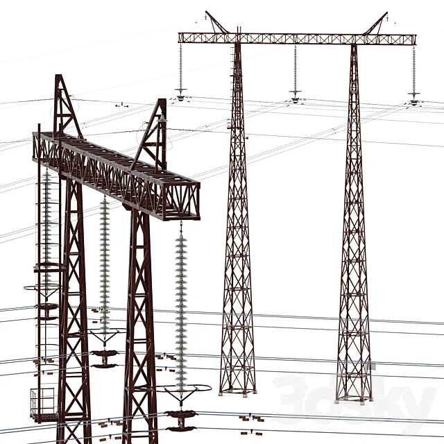 Transmission tower 500 kV 3DS Max Model