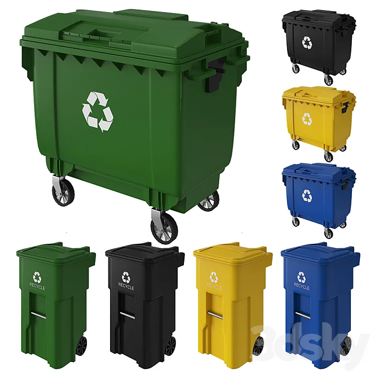 Trash can and dumpster 3DS Max