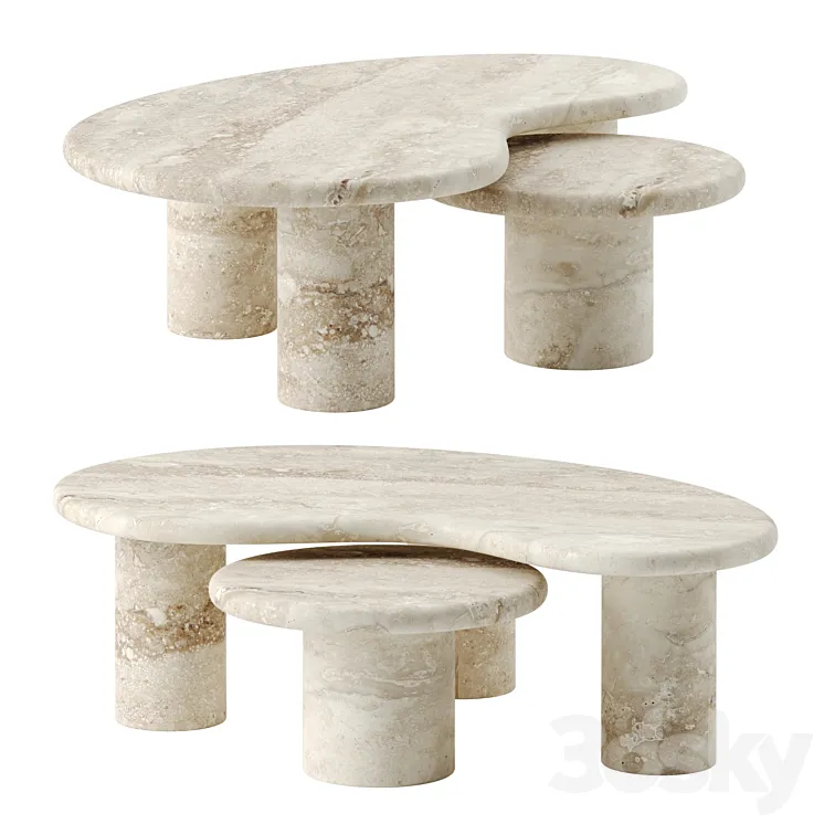 TRAVERTINE PUDDLE coffee table by Anna Karlin 3DS Max Model