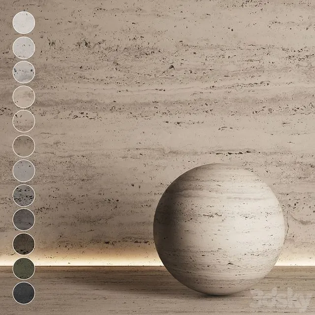 Travertine stone of different shades №3 3dsMax Model