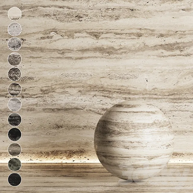 Travertine stone of different shades No. 9 3ds Max