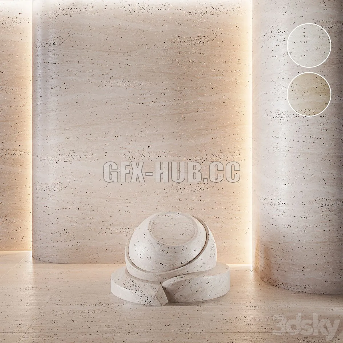 Travertine stone set (seamless) 3dsMax Model