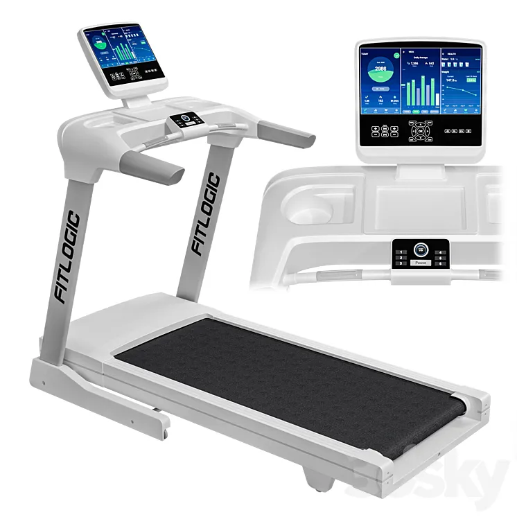 Treadmill FitLogic White 3DS Max Model