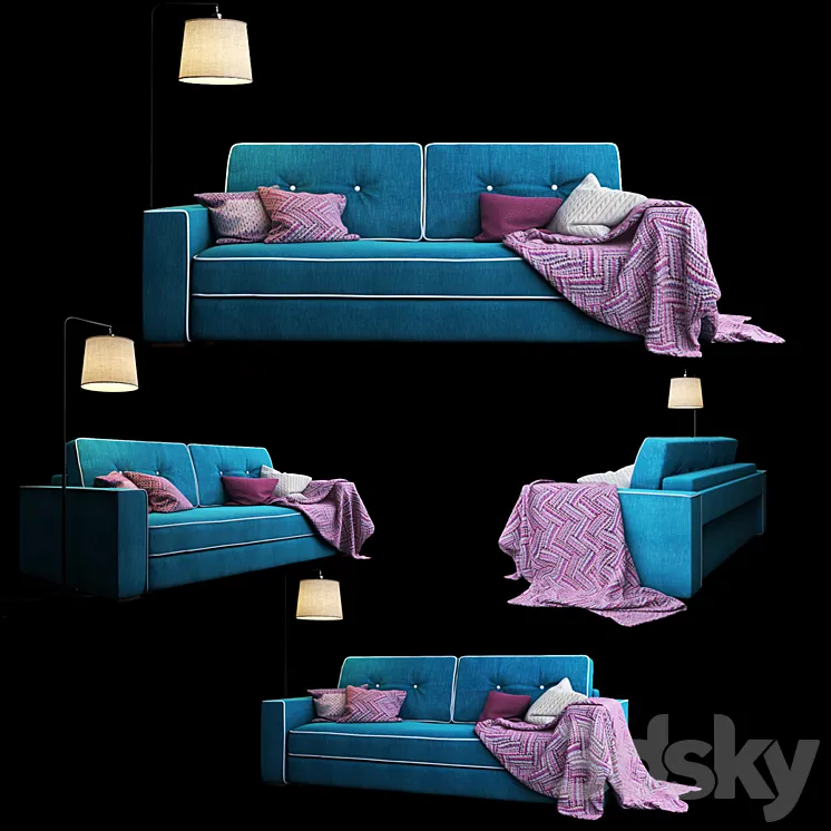 Trehmestny sofa Silvio 3DS Max
