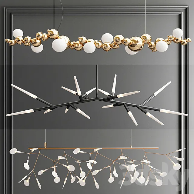 Trend Branching Chandelier – 3 types 3DS Max Model
