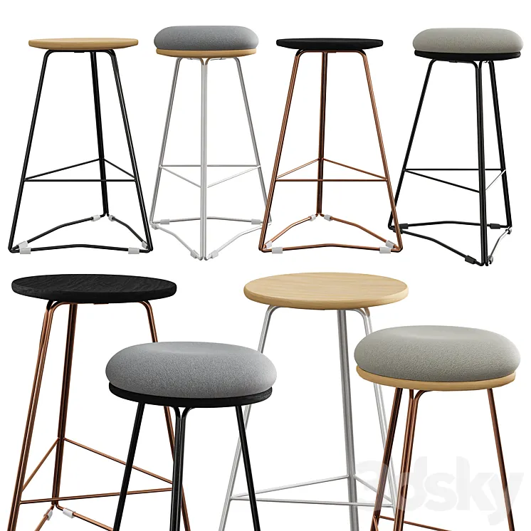 TRI650 Soft Top Stool by Hunt Furniture 3DS Max