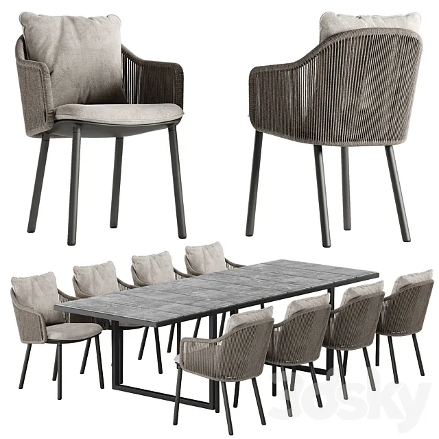 Tribu Senja chair Nox table set 3DS Max Model