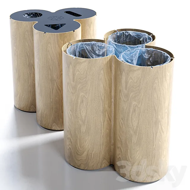 Trio recycling bin by Materia 3ds Max