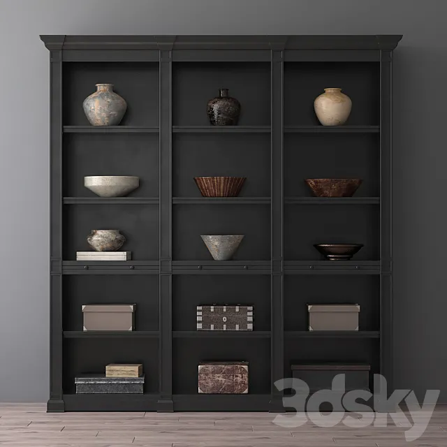 Triple bookcase RH 3dsMax Model