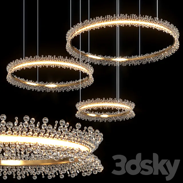 Triple & Dou Ring chandelier of Thera 02 3ds Max