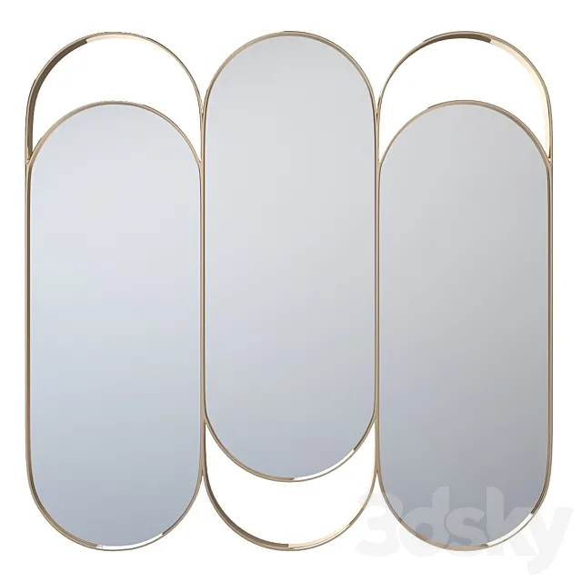 Triple mirror in brass Alama La Redoute 3DS Max Model