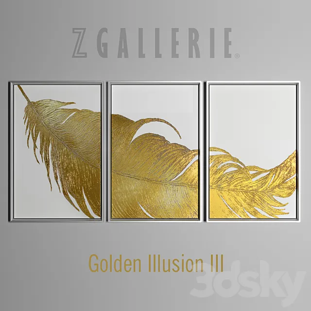 Triptych Golden Illusion III from zgallerie 3ds Max