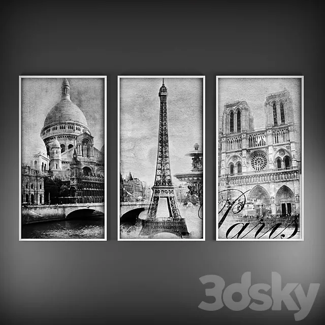 Triptych “Paris” 3ds Max