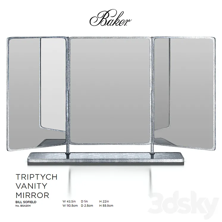 Triptych Vanity Mirror by Baker 3DS Max
