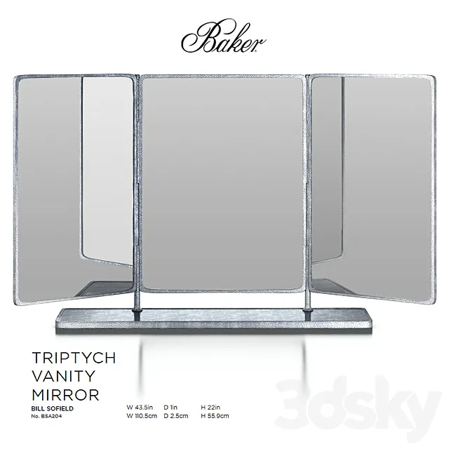 Triptych Vanity Mirror by Baker 3DSMax File