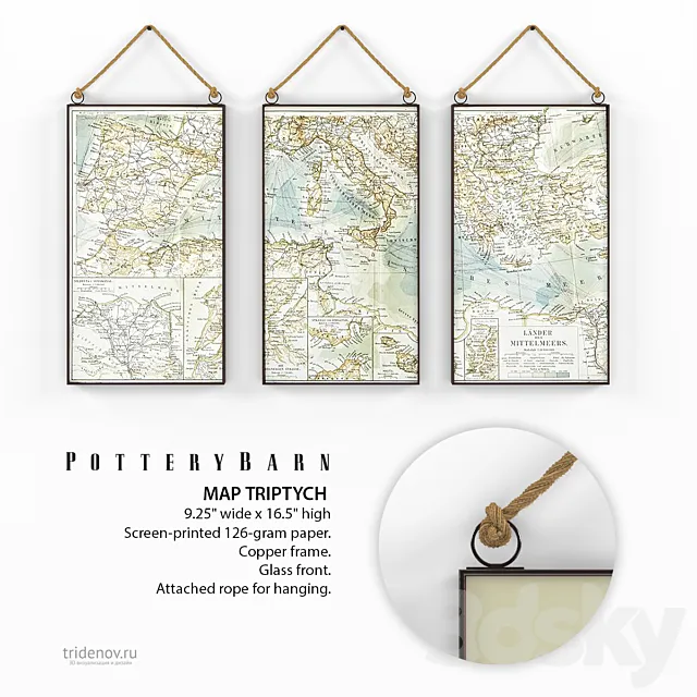 Triptych with maps Pottery Barn 3ds Max