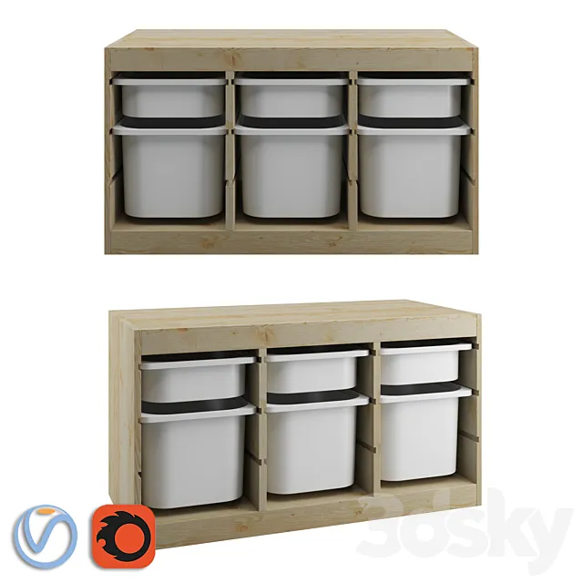 TROFAST Storage combination with boxes _ TROFAST storage module with containers 3ds Max