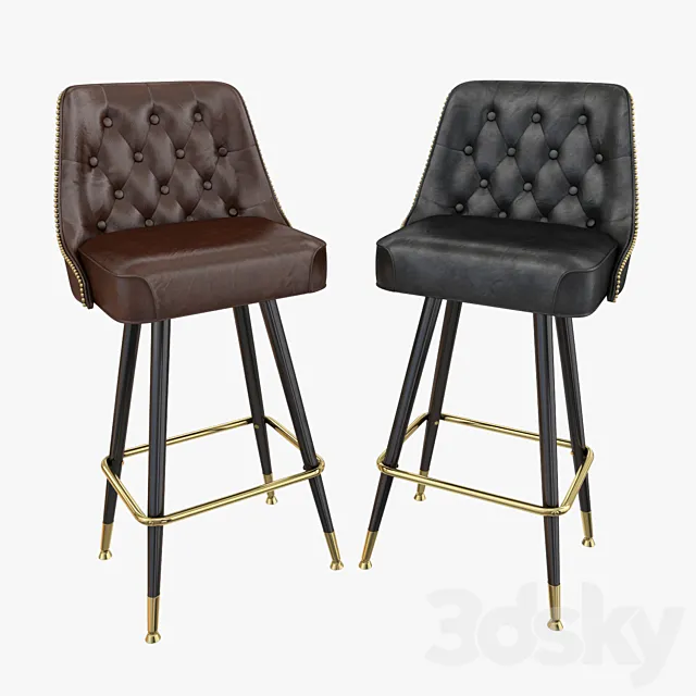 Tufted back bar stool 3DS Max Model