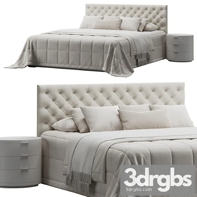 Tufted beige headboard bed