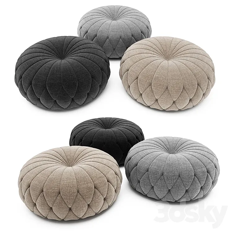 Tufted Round Ottoman 3DS Max