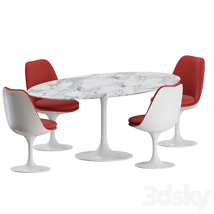 Tulip Dinning Set 02 by Knoll 3DS Max Model
