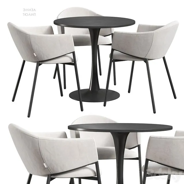 Tulip Eliza table and chairs 3dsMax Model
