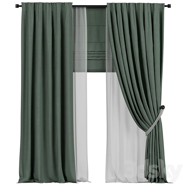 Tulle and roman curtains in the back 3DS Max Model