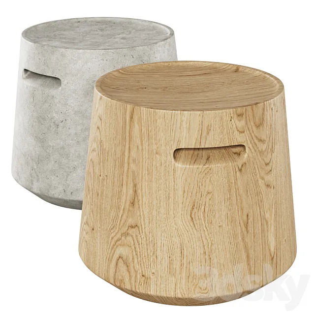 Turn Cocktail Stool _ Wood and concrete cocktail table 3ds Max