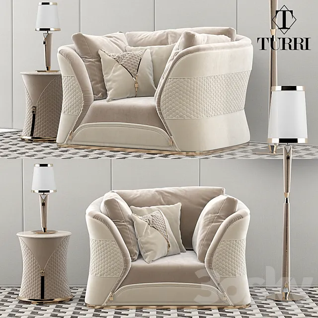 Turri Vogue sofa armchair set 3ds Max