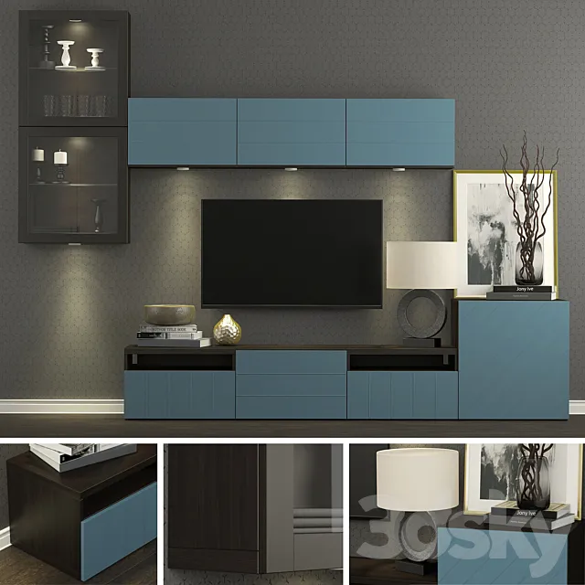 TV cabinet Ikea Besto _ Besta Hallstavik (dark blue). 3ds Max