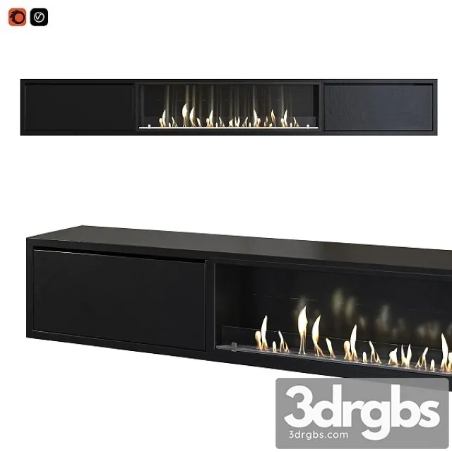 TV Cabinet With Built in Bio Fireplace 3dsmax Download