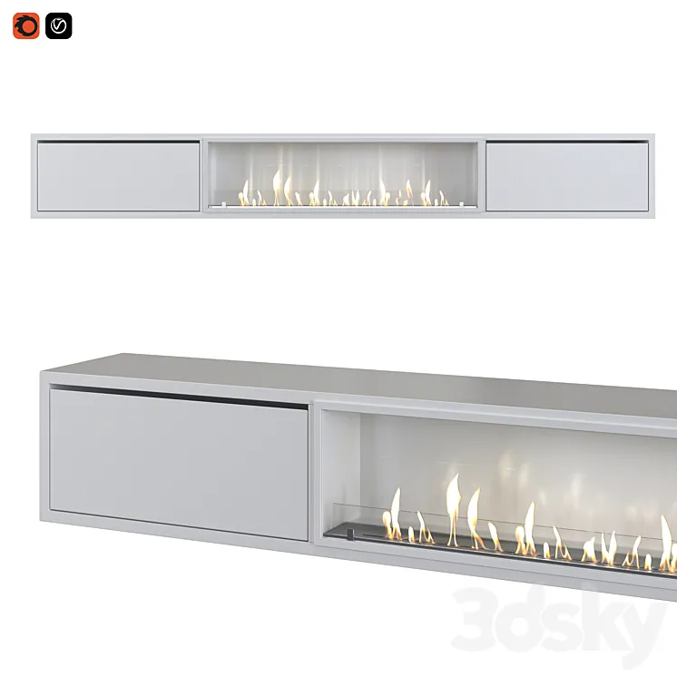 TV cabinet with built-in bio fireplace 3DS Max