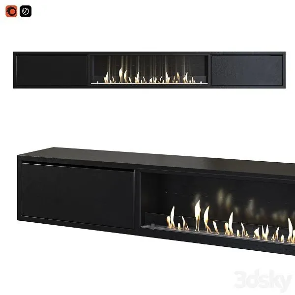 TV Cabinet With Built in Bio Fireplace 3dsMax Model